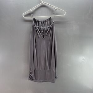 M. Rena Top Women's One Size Tank Smocked Waist Stretch Taupe Blouse